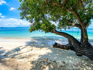 Fototapeta premium Leela Beach and wooden promenade in koh Phangan, Thailand