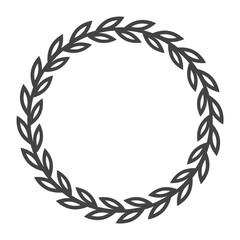 Olive wreath. Simple circle scroll victory leaves certificate frame