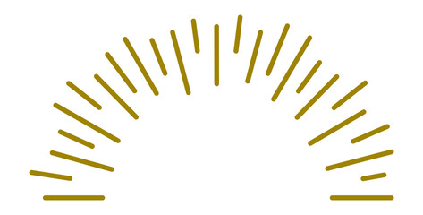 Sunrise emblem. Half circle sunburst. Radial light rays