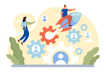 Networking concept. Employees collaboration, establishment of partnership