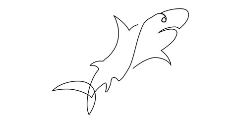 continuous line drawing of sea shark vector illustration