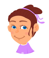 Obraz premium Cute girl portrait. Cartoon child smiling. Happy kid