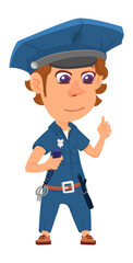 Police officer. Cute boy in uniform. Cartoon character