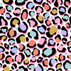 Animal skin print in rainbow colors. Colorful leopard spot seamless pattern design