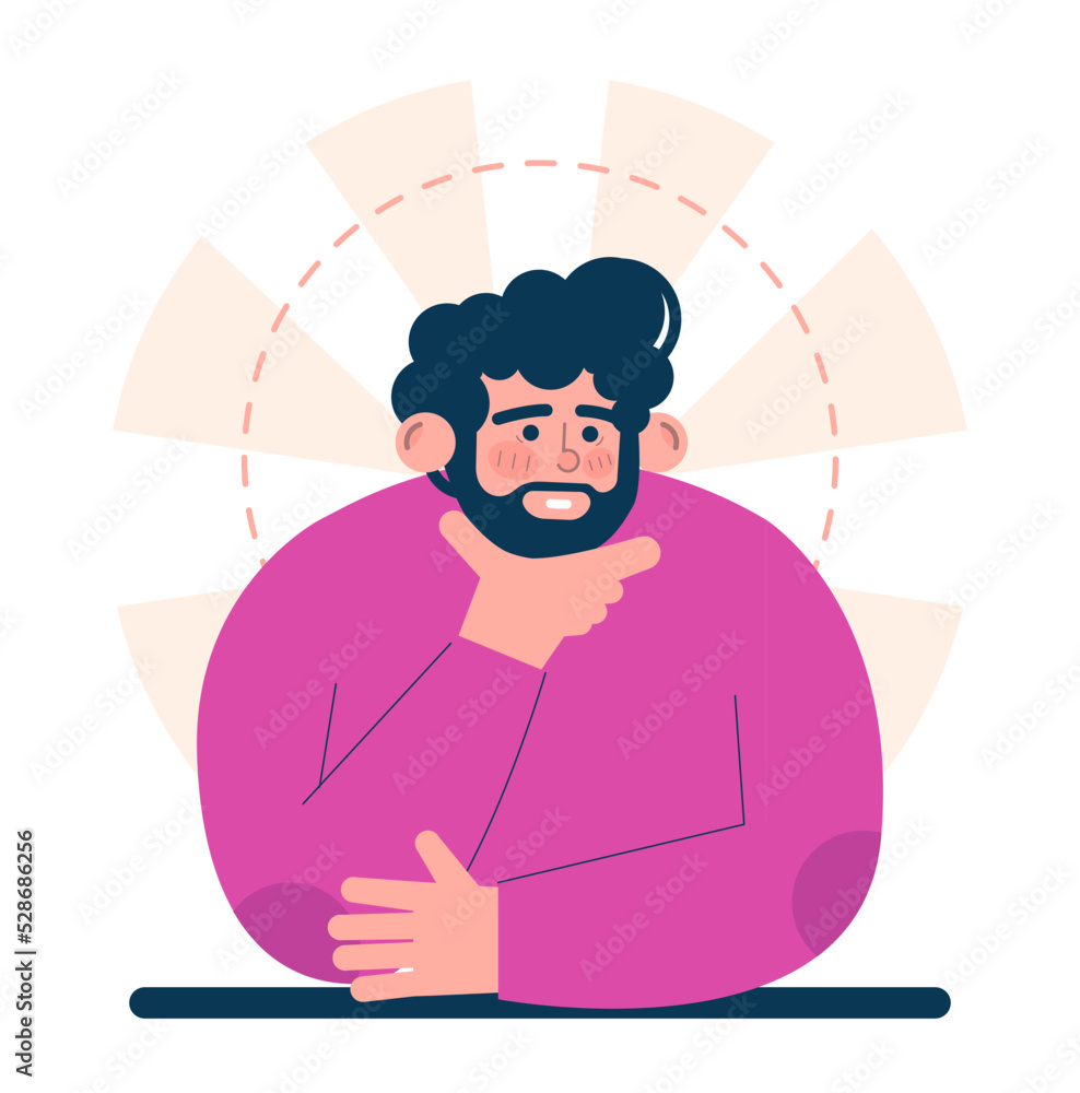 Poster thinking process. character full of thoughts searching for an answer