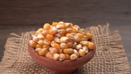Raw Corn Seeds or Corn kernels are from Maize is a grain, and the kernels are used in cooking as a vegetable or a source of starch.