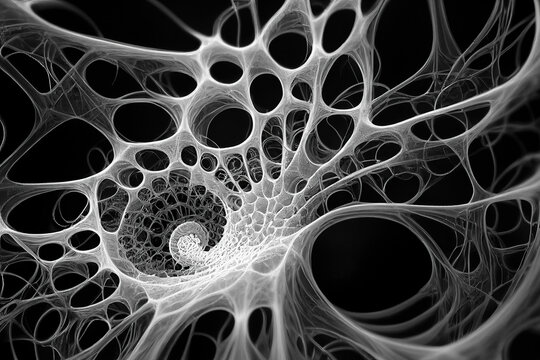 Fototapeta Infinite fractal web. Abstract background with fantastic white swirl on black background. Fantasy Mandelbrot fractal patterns. Fantastic wallpaper. Digital fractal art. 