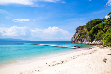 Leela Beach and wooden promenade in koh Phangan, Thailand