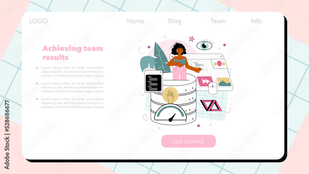 Poster back end development web banner or landing page. software development