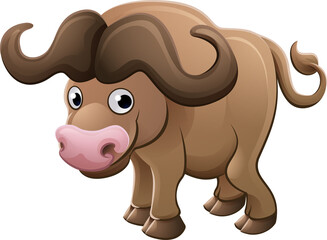 Fototapeta premium Bison Buffalo Animal Cartoon Character