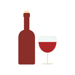 Funny vector illustration with wine bottle and wineglass. Printable, home decoration poster design, restaurant menu.