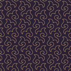 seamless pattern with luxury ornamental gold continues lines hand drawn embroidered bohemian print for fabric. Patchwork ornament. Vector illustration.