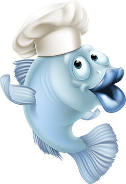 Cartoon fish wearing a chef hat