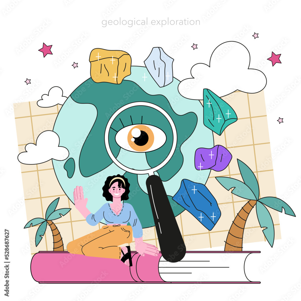 Poster geochemist concept. scientist study structure, evolution and dynamics