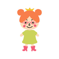 Cute little princess flat isolated vector illustration. Perfect for posters, greeting cards, tee, logo, stickers and print.