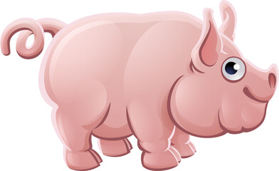 Obraz na płótnie Canvas Cartoon Cute Pig Farm Animal
