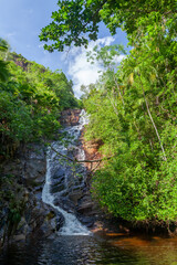 Tropical waterfall in rainforest
