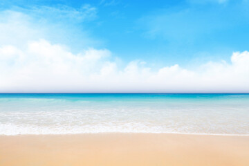 Sea, sand beach and sunny sky landscape