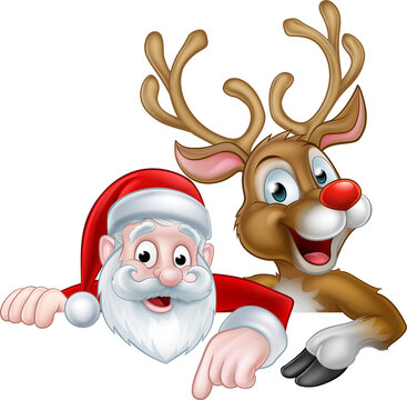 recommend clip art: Cartoon Christmas Santa and Reindeer