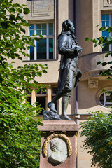 Denkmal Johann Wolfgang Goethe auf dem Naschmarkt in Leipzig, Sachsen, Deutschland