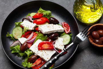 Greek salad with vegetables and feta cheese