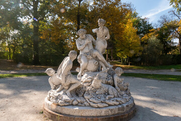 Gruppo del Sileno statue by J.B. Boudard in the Ducal Park in Parma, Italy.