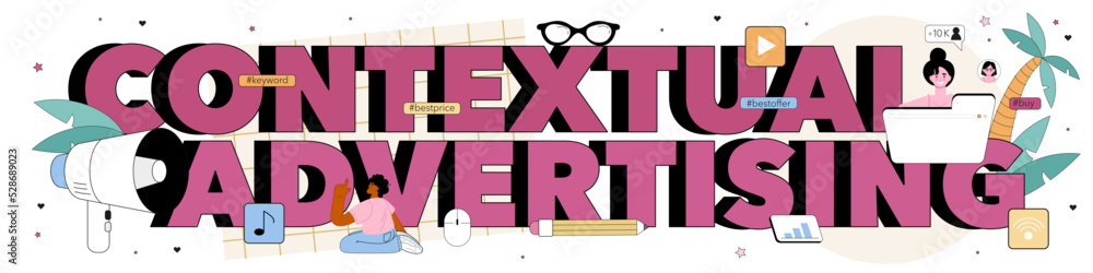 Poster contextual advertising typographic header. idea of search engine optimization