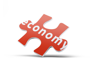 One Piece of Jigsaw Puzzle with Economy Text