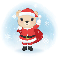 Cute Bear in santa costume Christmas season