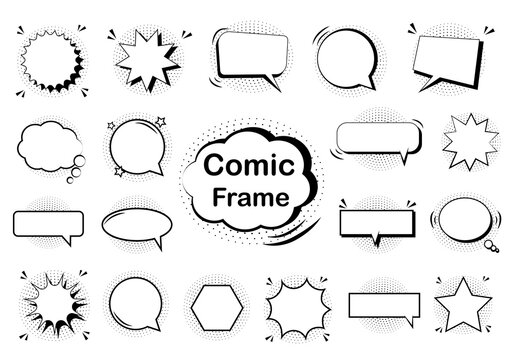 set of speech bubbles comic frame