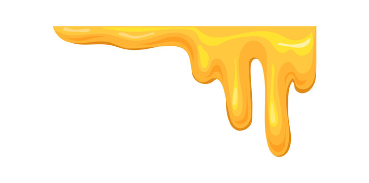 Corner honey frame. Melt drop of yellow caramel, vector illustration