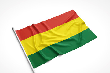 Bolivian Flag is Laying on a White Surface