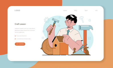 Obraz premium Crafting and modeling school course web banner or landing page