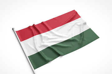 Hungary Flag is Laying on a White Surface