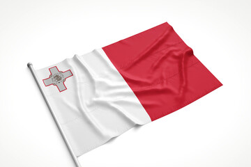 Malta Flag is Laying on a White Surface
