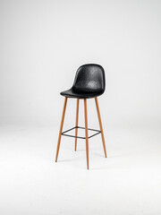 Black bar skin chairs with wood chair leg  and on white background