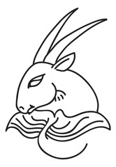 Capricorn line icon. Astrology sign. Esoteric symbol