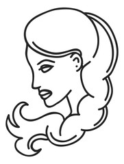 Woman side portrait. Beaty symbol. Virgo sign