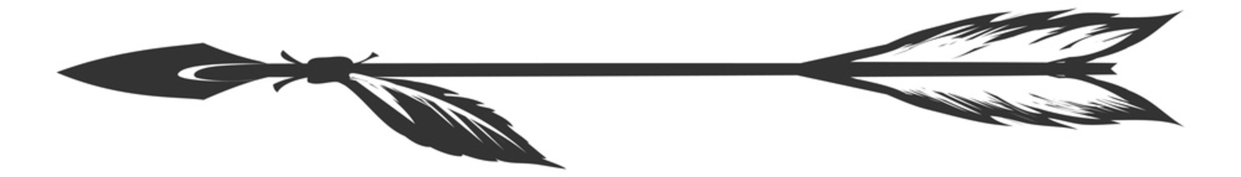 Decorative arrow in ethnic style. Vintage shooting weapon
