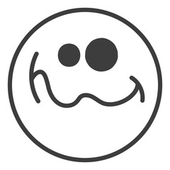 Woozy face. Funny expression. Drunk or tired emoji