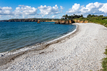 Fototapeta na wymiar .Landscape by the ocean in France, beautiful rocks and water.