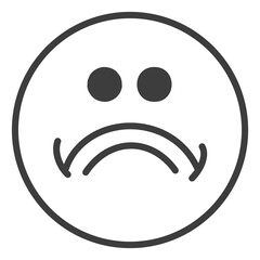 Sad face expression. Thin line round emoticon