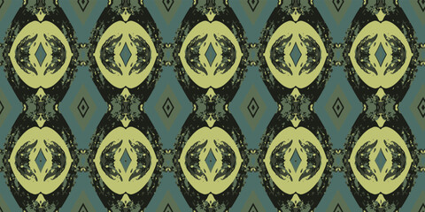 Seamless green lace ornament. Vector graphics. Texture for fabric and wallpaper