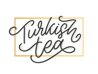 Turkish traditions of tea ceremony. Tea time. Decorative elements for your design. Vector Illustration with oriental cup on white background.