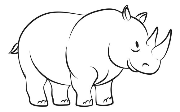 Rhino sketch. Hand drawn safari animal from savannah