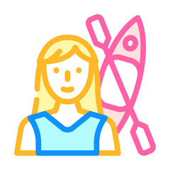 canoeing female sport color icon vector. canoeing female sport sign. isolated symbol illustration