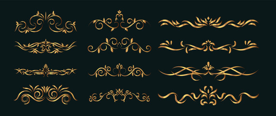 Luxury black ornate invitation vector set. Collection of ornamental curls, dividers, border, frame, corner, components. Set of elegant design for wedding, menus, certificates, logo design, branding.