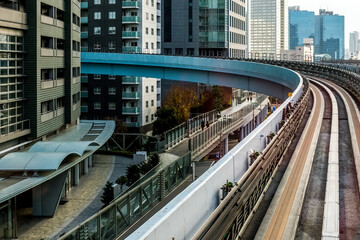 Fototapeta premium Transport overpasses roads and railway tracks in Tokyo city, Japan