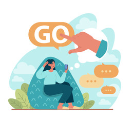 Stimulus concept. Character motivation boost, moving forward