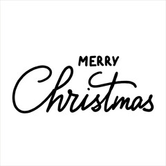 Merry Christmas Beautiful greeting card phrase with calligraphy black text word. Hand drawn design elements. Handwritten modern brush lettering isolated vector